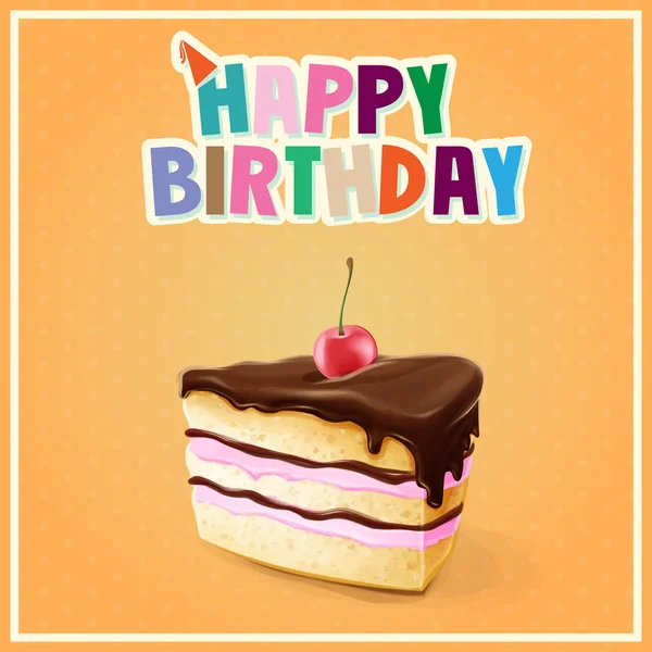 Pastel de cumpleaños feliz — Vector de stock