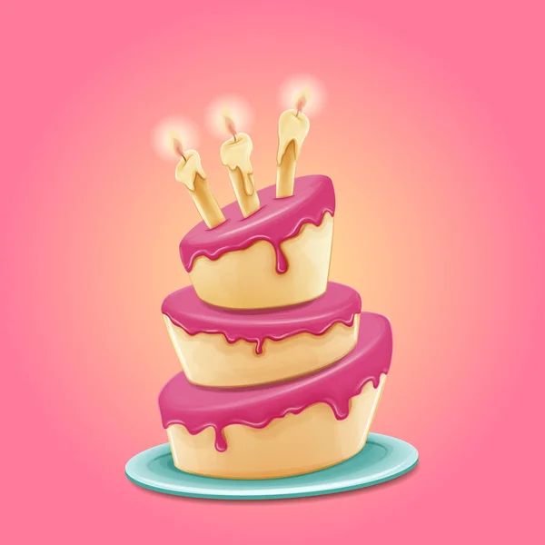 Pastel de cumpleaños feliz — Vector de stock