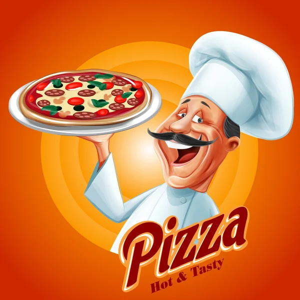 Chef pizza banner — Stock Illustration Chef pizza banner Stock Vector
