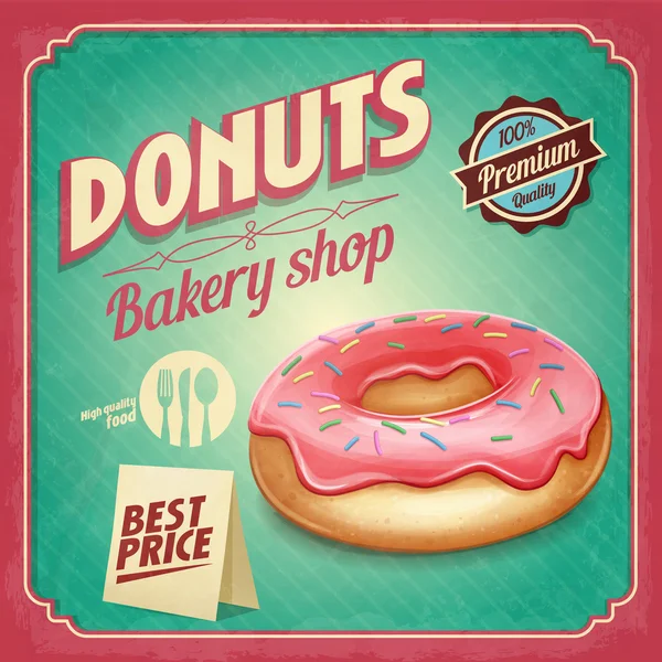 Donuts vintage fondo — Vector de stock