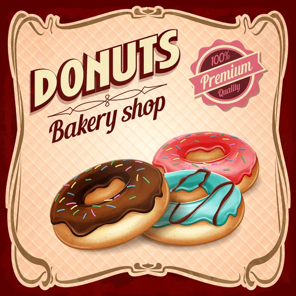 Donuts vintage fondo — Vector de stock