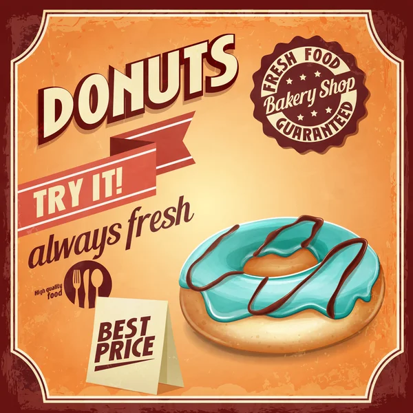 Donuts fundo vintage — Vetor de Stock