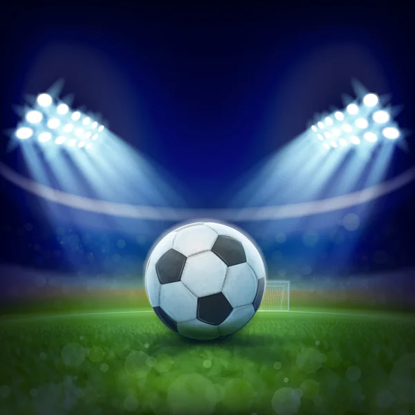 Soccer ball laying on stadium — Stock Vector