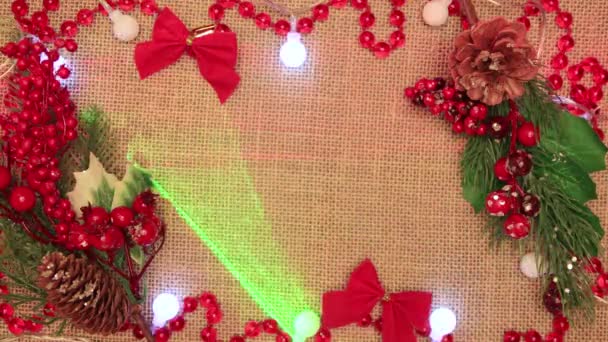 红弓题词的圣诞框架. — 图库视频影像