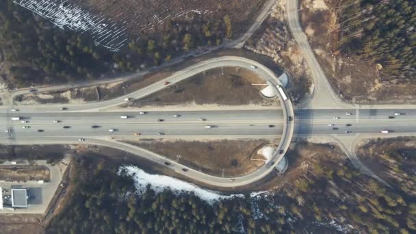 Rotonda de tráfico, vista aérea. — Vídeos de Stock