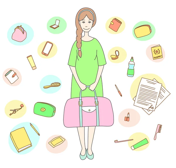 Büyük çanta ile kız