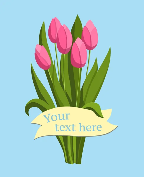 Pink tulips card — Stock Vector