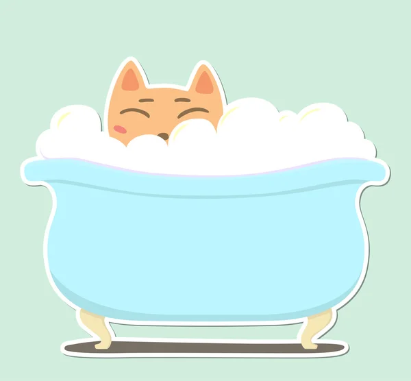 Kitty im Badezimmer — Stockvektor