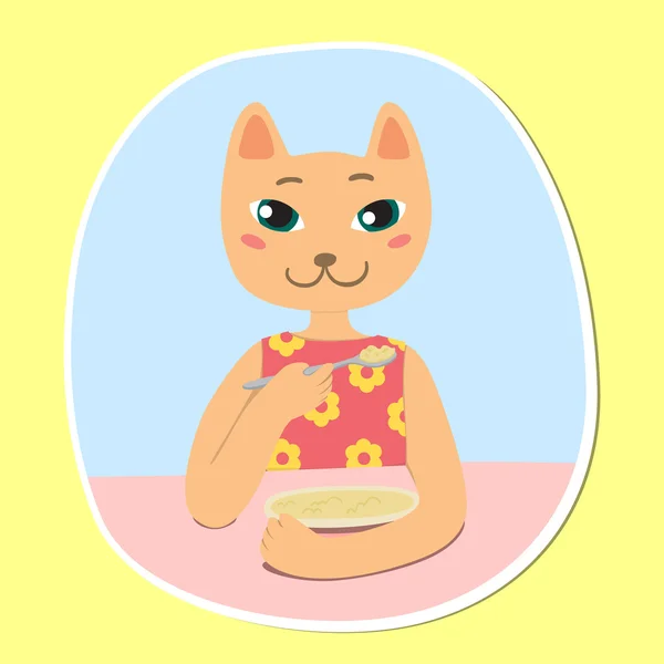 Kitty kaşıkla yemek