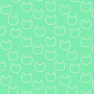 kedi desen yeşil zemin üzerine