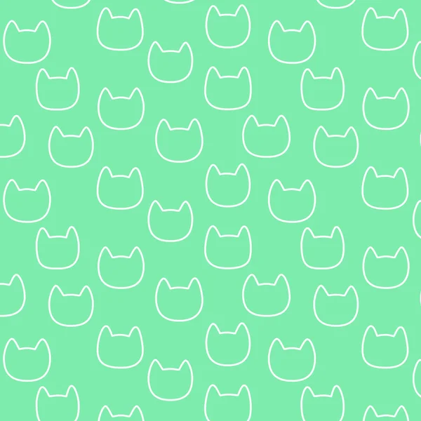 kedi desen yeşil zemin üzerine