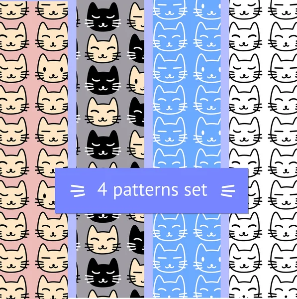 4 kedi yüzler desen