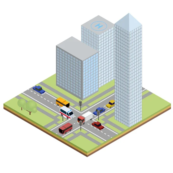 İzometrik kentsel sokak trafik ile