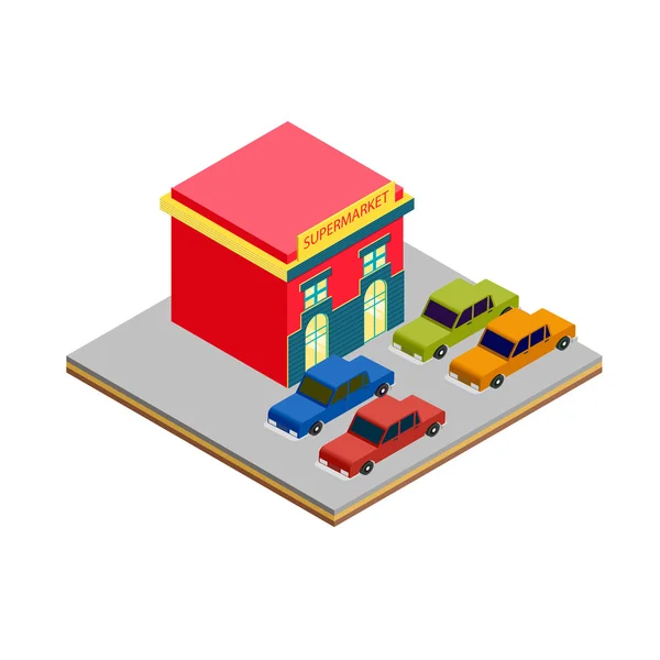 İzometrik süpermarket araba park