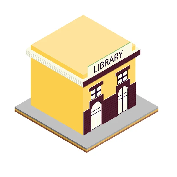 Biblioteca edificio isometrico icona 3d — Vettoriale Stock