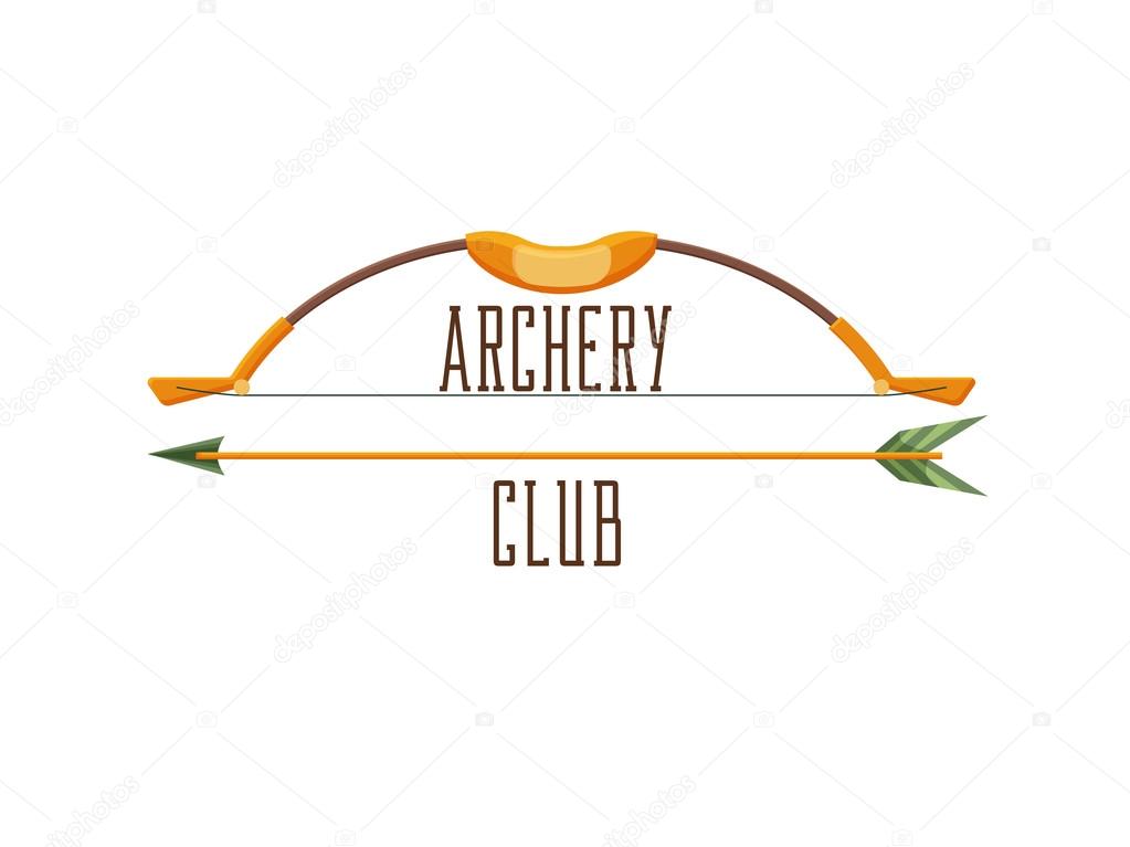 Archery club logo. Sport emblem with weapon, shooting illustration