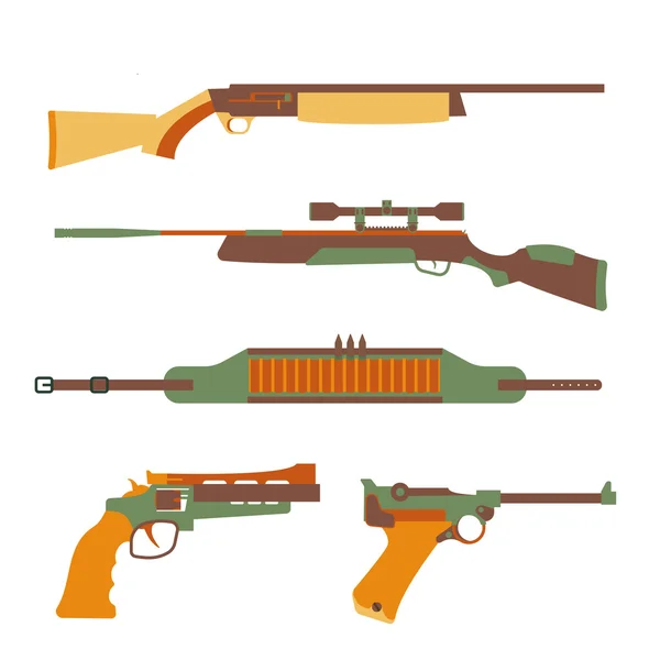 Conjunto de armas de fogo plana —  Vetores de Stock