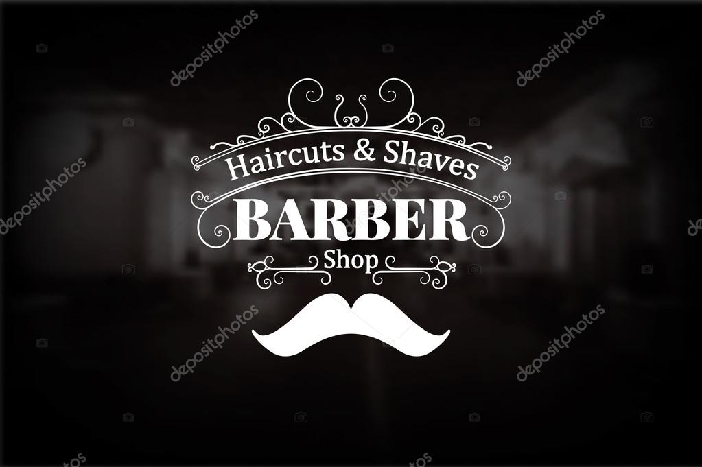 Barber shop logo with muctache and swilrs elements