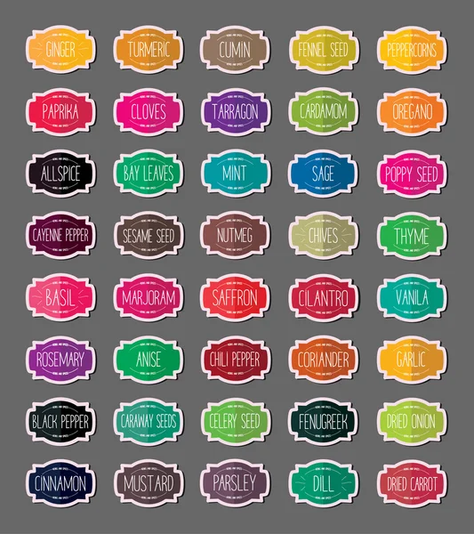 Herbs and spices stickers Stock Illustration