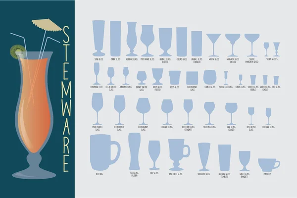 Stemware, type of glasses Royalty Free Stock Illustrations