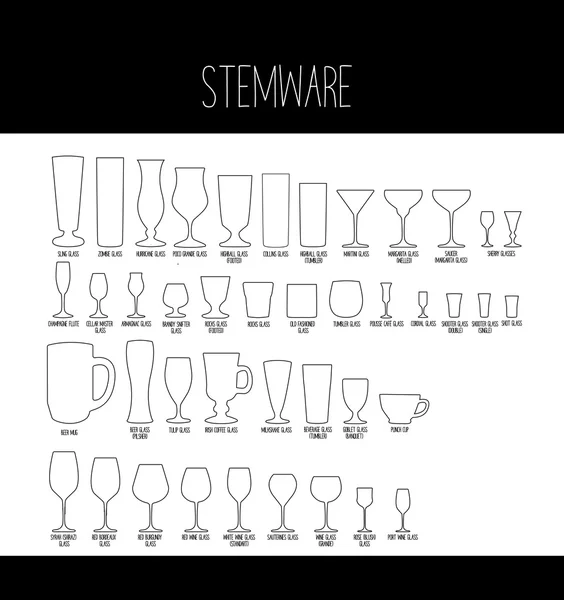Pencil Sketch of restaurant stemware collection Stock Vector Image by