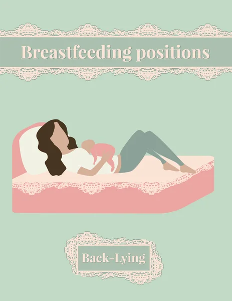 Breastfeed position mother with baby lying on the bed Stock Illustration