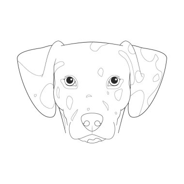 Dalmaçyalı köpek kolay renkli çizgi film vektör çizimi. Beyaz arkaplanda izole