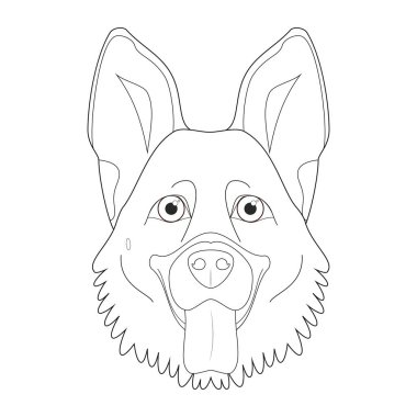 Alman çoban köpeği basit renkli vektör çizimi. Beyaz arkaplanda izole