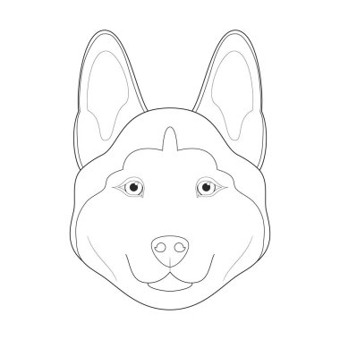 Husky dog kolay renkli çizgi film vektör çizimi. Beyaz arkaplanda izole