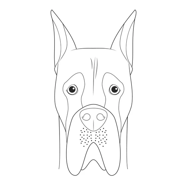 Great Dane Dog Easy Coloring Cartoon Vector Illustration Isolated White —  Vetores de Stock