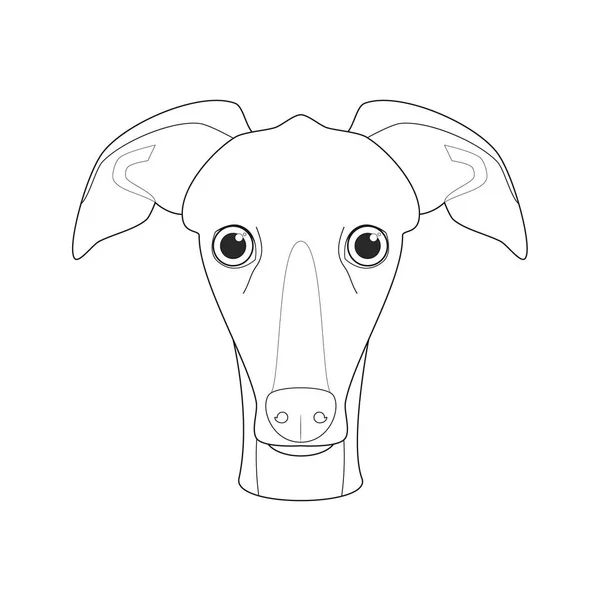 Galgo Perro Fácil Para Colorear Ilustración Vectorial Dibujos Animados Aislado — Vector de stock