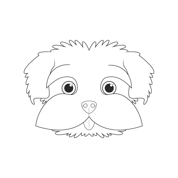 Chien Maltesse Coloriage Facile Illustration Vectorielle Dessin Animé Isolé Sur — Image vectorielle