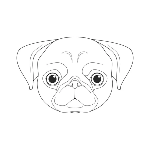 Pug Dog Easy Coloring Cartoon Vector Illustration Isolated White Background — Vetor de Stock