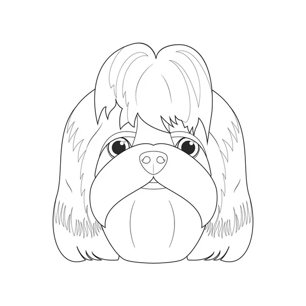 Shih Tzu Dog Easy Coloring Cartoon Vector Illustration Isolated White — Vetor de Stock