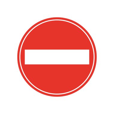 Kırmızı beyaz yuvarlak trafik ışığı, beyaz arka planda izole edilmiş. Giriş yasaklandı