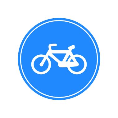 Mavi-beyaz yuvarlak trafik ışığı, beyaz arka planda izole edilmiş. Döngüler için zorunlu yol