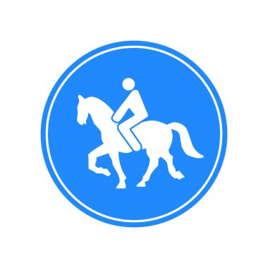 Mavi-beyaz yuvarlak trafik ışığı, beyaz arka planda izole edilmiş. Dağ hayvanları için zorunlu yol