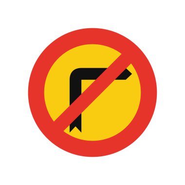 Rounded traffic signal in yellow and red, isolated on white background. Temporary right turn prohibited clipart