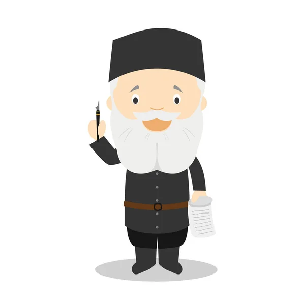 Leon Tolstoi Cartoon Character Vector Illustration Kids History Collection — Stock Vector