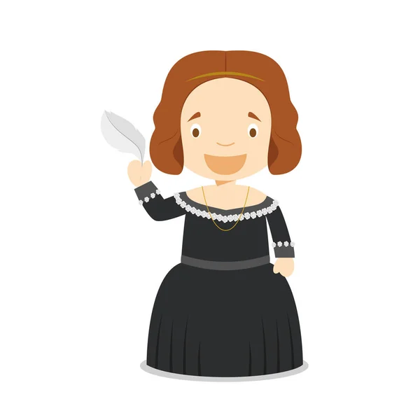 Mary Shelley Personagem Desenho Animado Ilustração Vetorial Coleção História Kids — Vetor de Stock