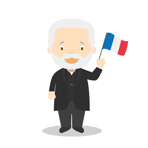 Victor Hugo Personagem Desenho Animado Ilustração Vetorial Coleção História Kids — Vetor de Stock
