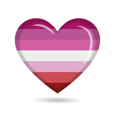 Kalp şekli vektör illüstrasyonunda lezbiyen gurur bayrağı