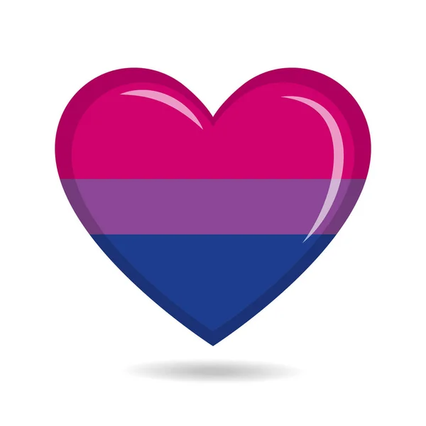 Kalp Şekli Vektör Illüstrasyonunda Biseksüel Gurur Bayrağı — Stok Vektör