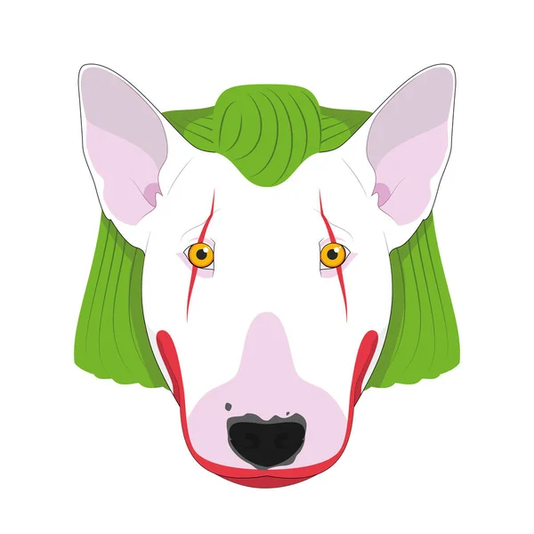 万圣节贺卡 斗牛犬穿得像个可怕的小丑 — 图库矢量图片