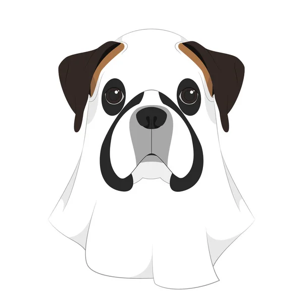 Carte Vœux Halloween Boxer Chien Habillé Comme Fantôme — Image vectorielle