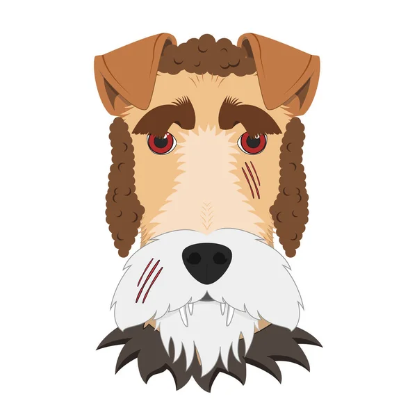 Halloween Gratulationskort Fox Terrier Hund Klädd Som Varulv — Stock vektor