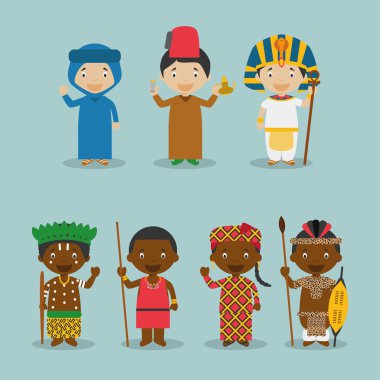 Kids and nationalities of the world vector: Africa Set 2. clipart