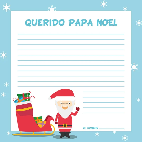 Papa Noel letter template — Stock Vector