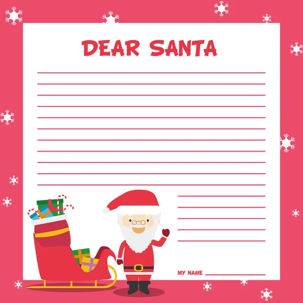 Modello di lettera di Babbo Natale — Vettoriale Stock