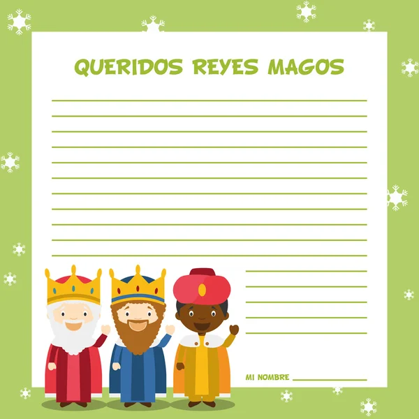 Plantilla de letra de tres Reyes Magos — Vector de stock